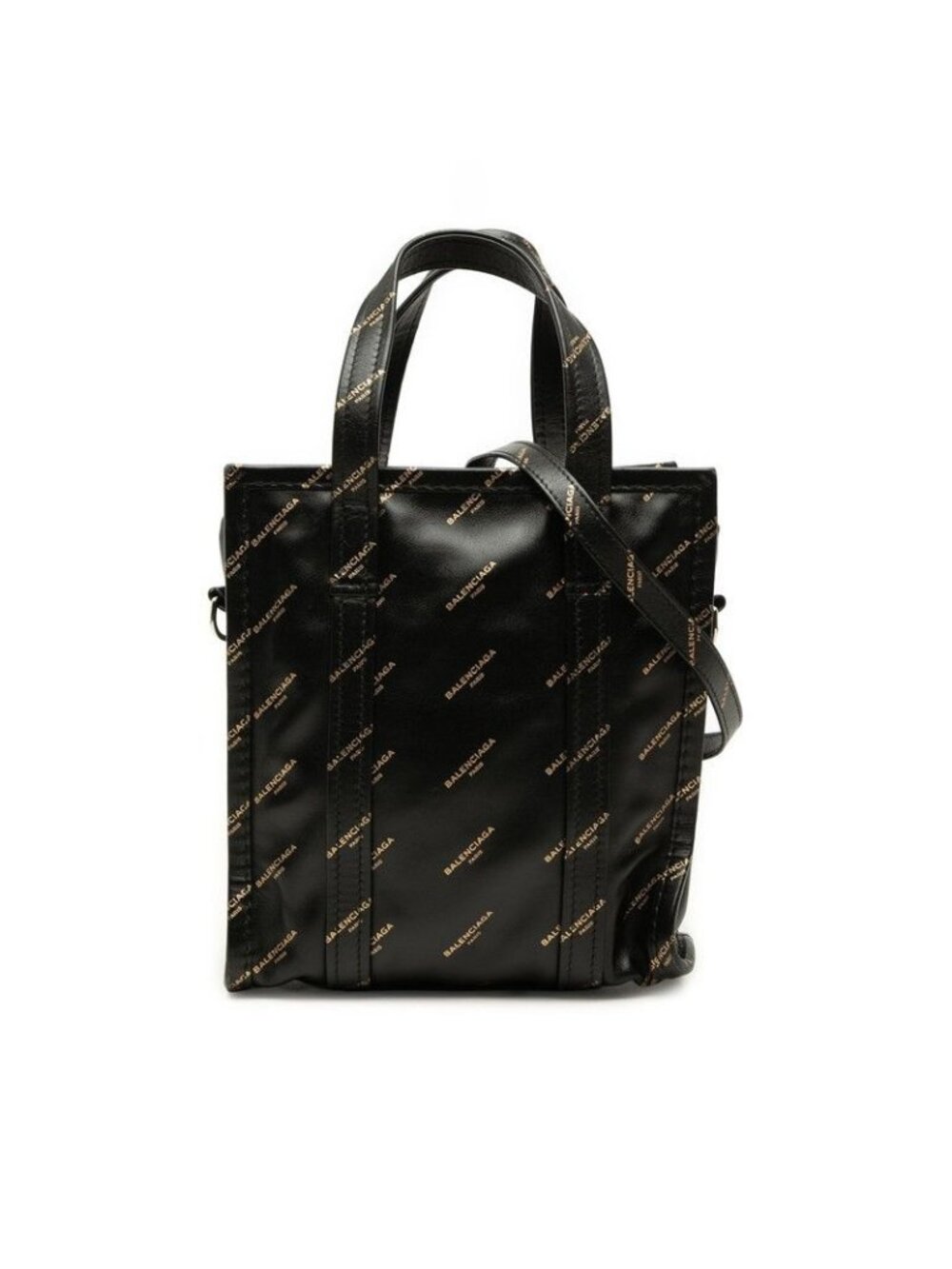 Balenciaga Logo Tote Shoulder Bag 2-Way Black Leather